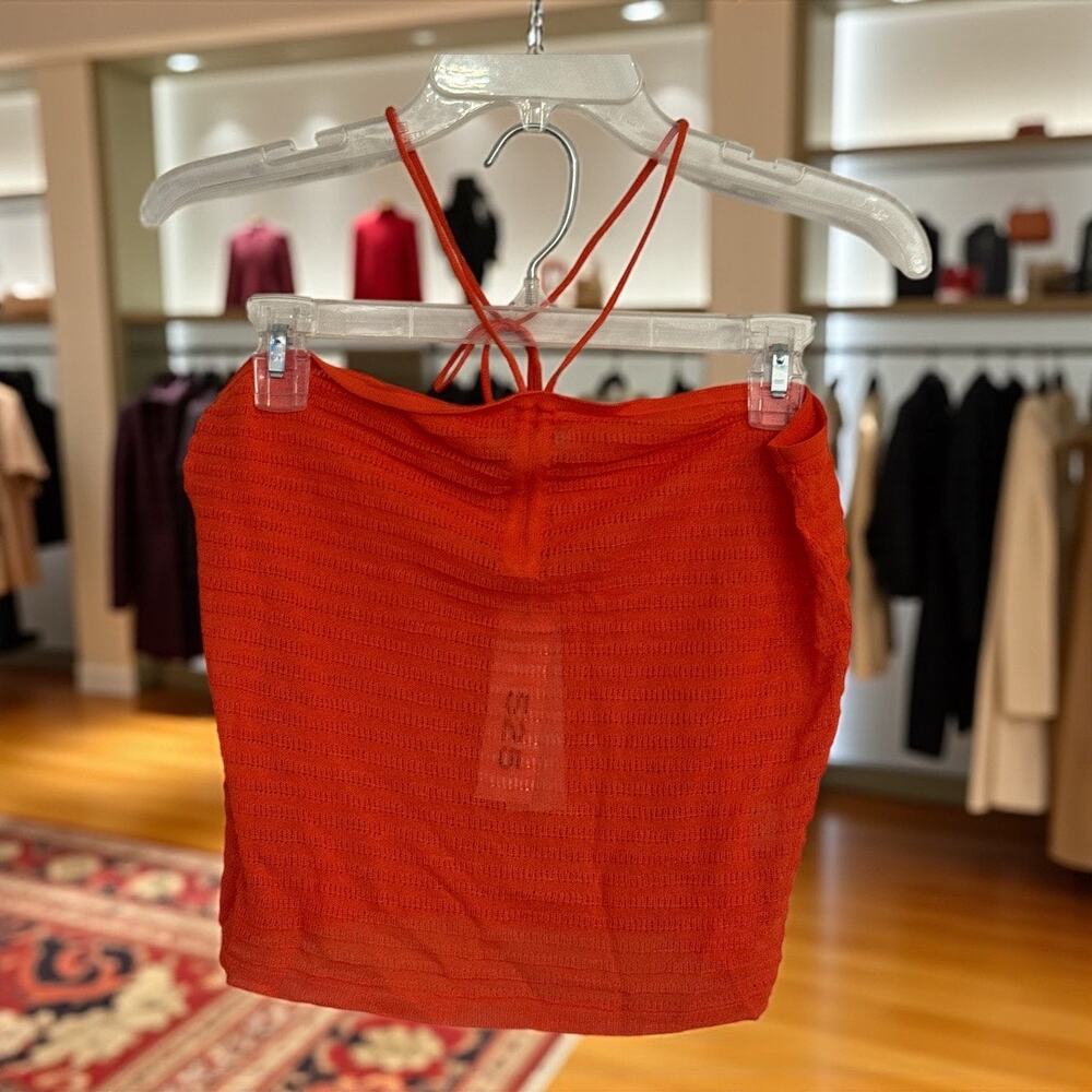 525 America Papaya Knit Halter Tank Top Size Small NEW